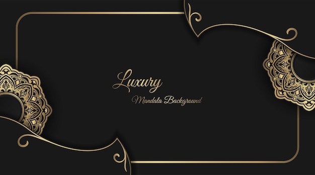 Black luxury background with golden mandala