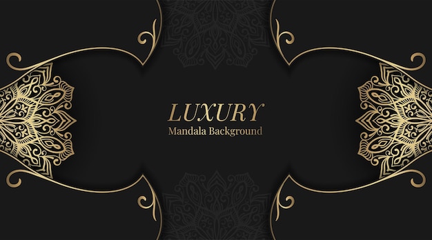 Black luxury background with golden mandala