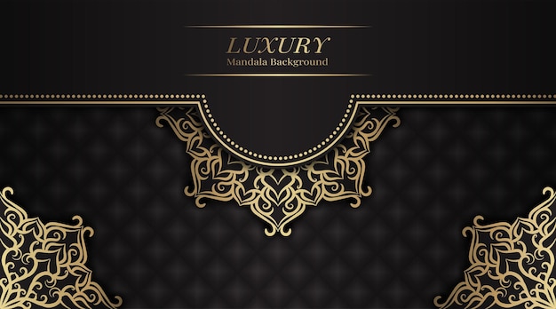 Vector black luxury background with mandala ornament