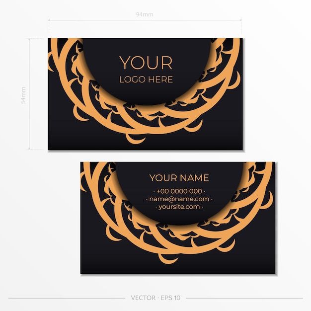 Black luxury business cards template Decorative business card ornaments oriental pattern illustration