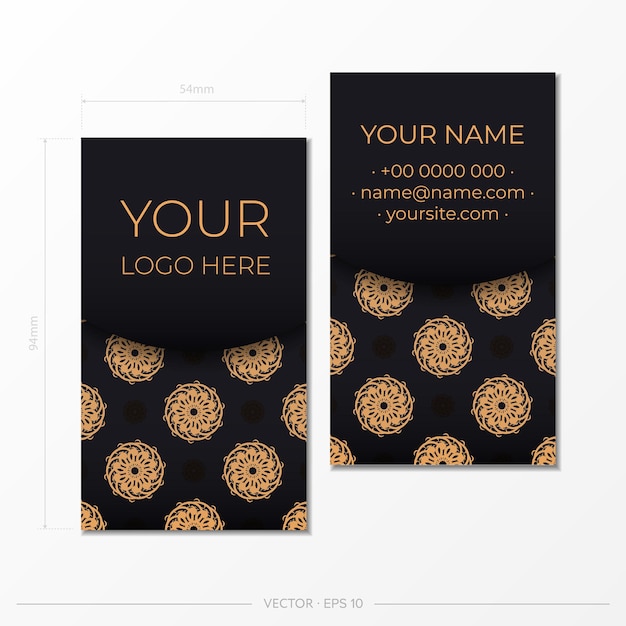 Black luxury business cards with decorative ornaments business cards oriental pattern illustration