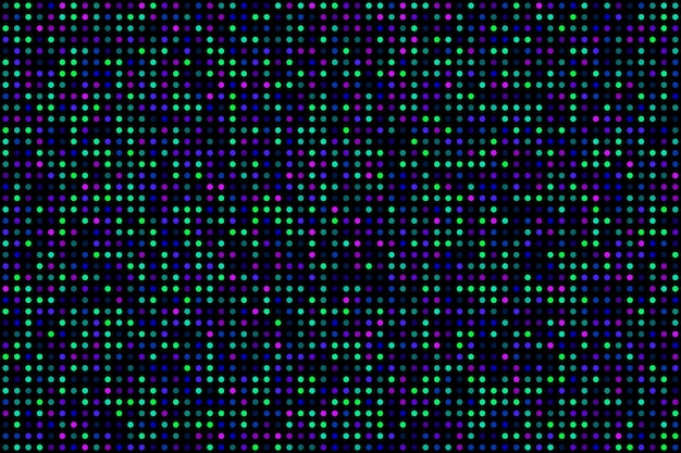 벡터 둥근 다채로운 픽셀을 가진 led 화면의 검은색 매크로 패턴