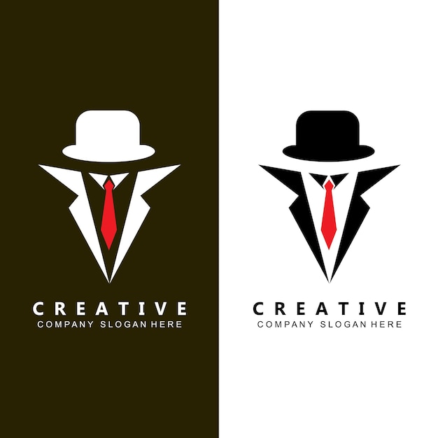 Black mafia men tuxedo symbol vector logo