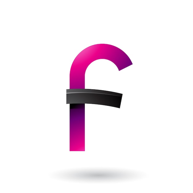 Vector black and magenta bold curvy letter f vector illustration