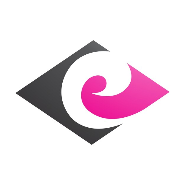 Black and Magenta Horizontal Diamond Shaped Letter E Icon