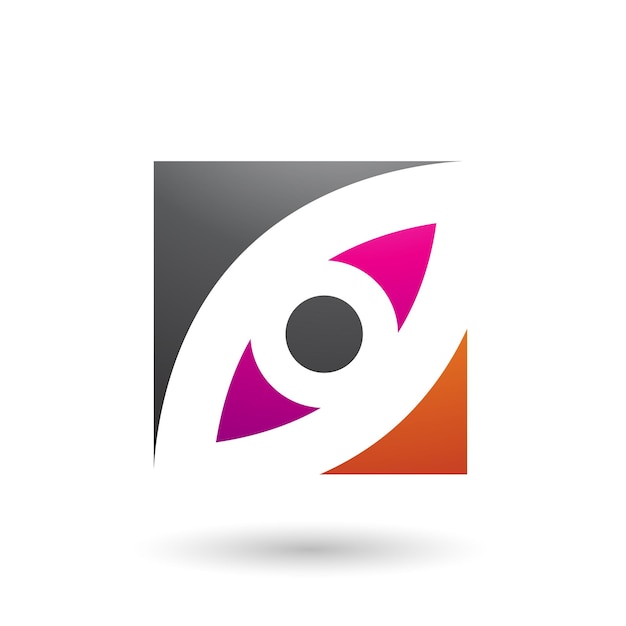 Black Magenta and Orange Eye Shaped Square Vector Illustration