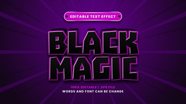 Black magic editable text effect in modern 3d style