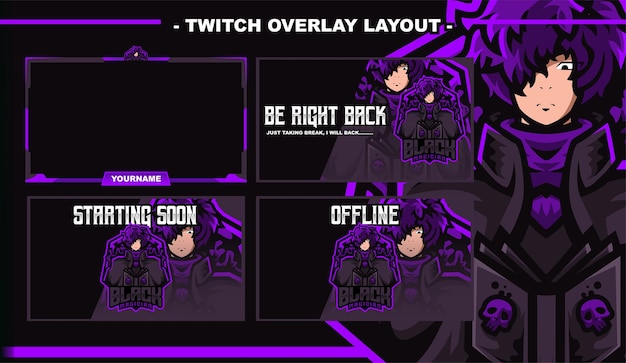 Black magic gaming layout design streamer twitch logo character