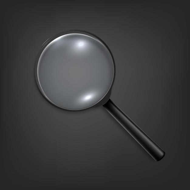 black magnifying glass or Loup icon closeup isolated