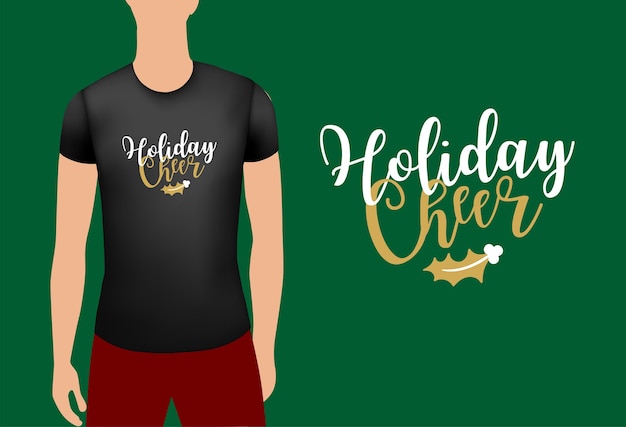 Black male and female t shirt realistic template with label. Holiday cheer  badge. Christmas emblem on t shirt. Vector Stock Vector Image & Art - Alamy