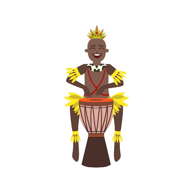 Vector black man in indigenous brazilian costume