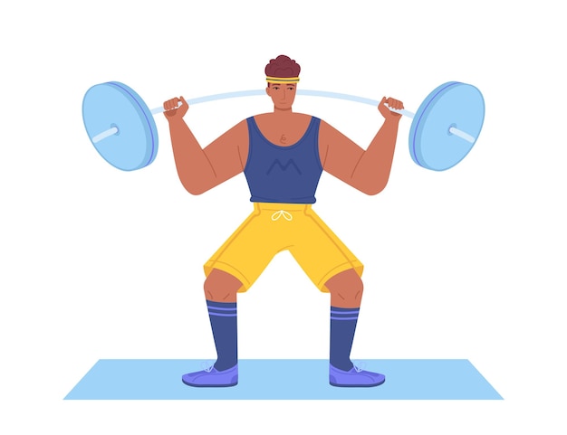 Vector black man lifting dumbbells sport home bodybuilder workout concept clip art