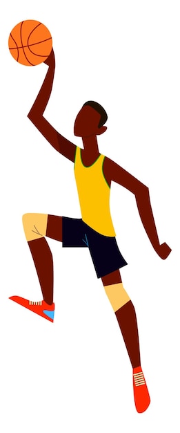 Vector black man playing basketball proffesional sport athlete