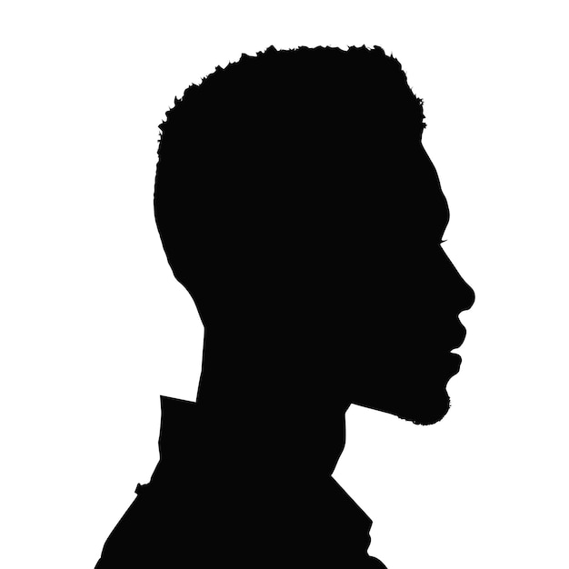 Black man side view silhouette vector illustration