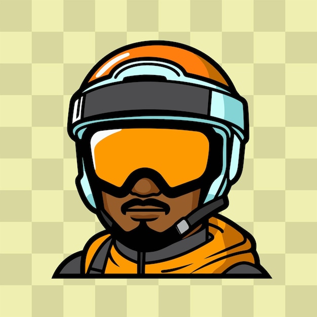 Black man wearing ski helmet icon vector