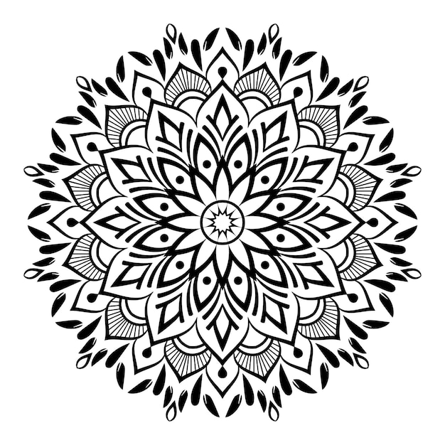 Black Mandala Illustration on doodle style. Vector hand drawn doodle mandala hearts. Decorative art.