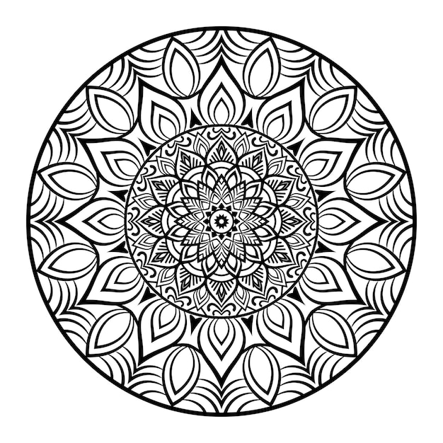 Black Mandala Illustration on doodle style. Vector hand drawn doodle mandala hearts. Decorative art.