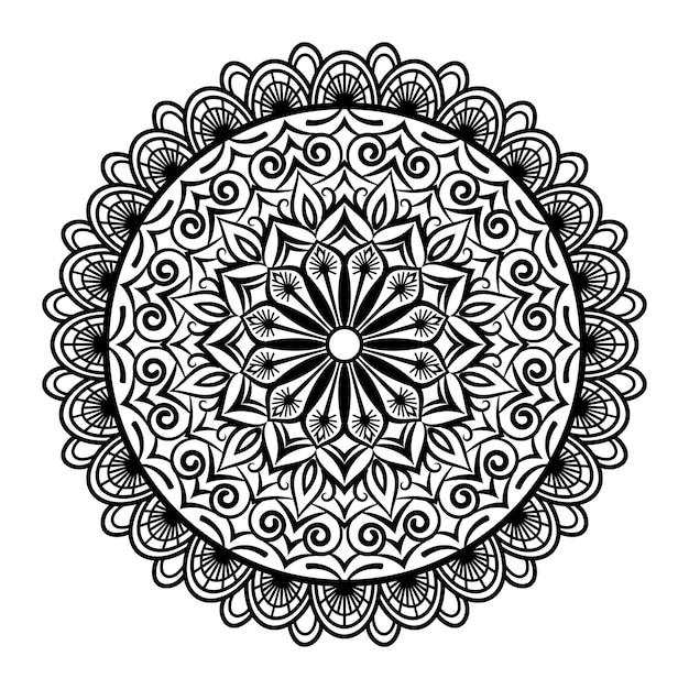 Black Mandala Illustration on doodle style. Vector hand drawn doodle mandala hearts. Decorative art.