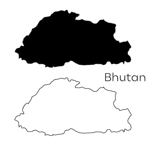 ブータンという言葉が書かれたブータンの黒い地図