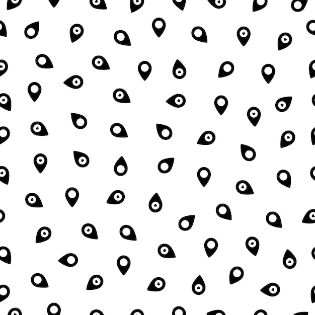 Black map pink sign seamless pattern with white background.