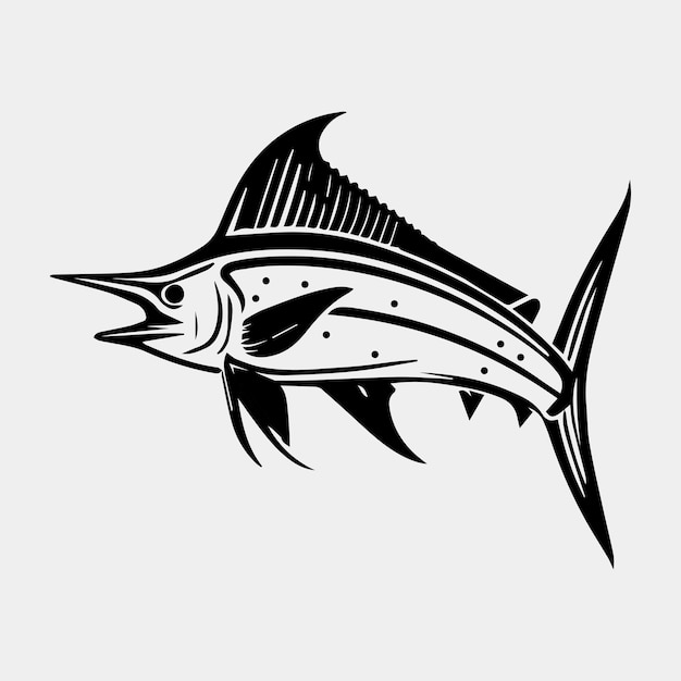 Vector black marlin fishing logo vector isolated