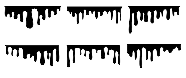 Black melt drips or liquid sauce drops. black liquid or melted chocolate drips, current paint.