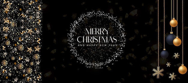Black merry christmas new year background free vector