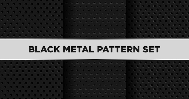 Black metal carbon seamless pattern set