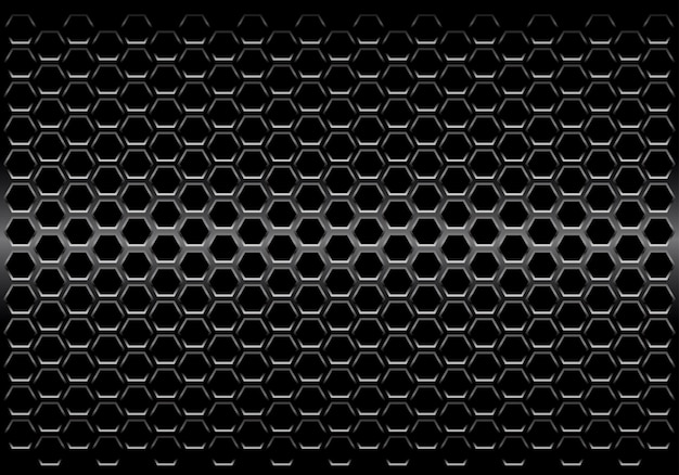 Black metallic hexagon mesh pattern background