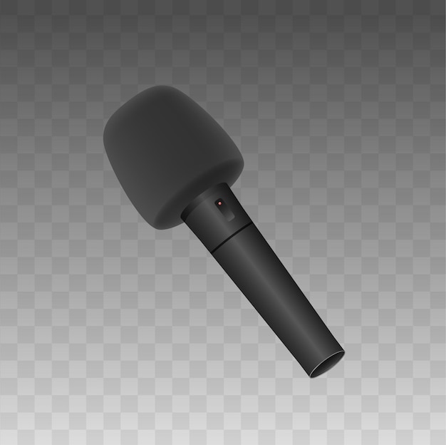 Black Microphone On Transparent Background Illustration Ideal For Audio Recording Podcasting