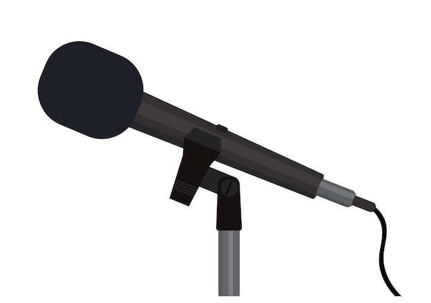 Vector black microphone on a tripod stand on a white background vector graphic