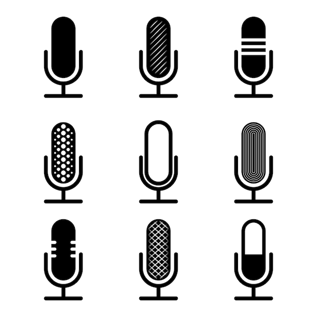 Vector black microphones set