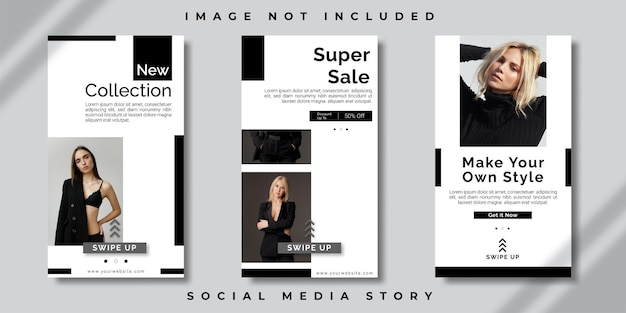 Black minimalist social media story elegant design vector