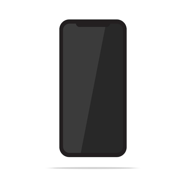 Black mobile cell phone isolated on white background vector illustration. Smartphone flat design