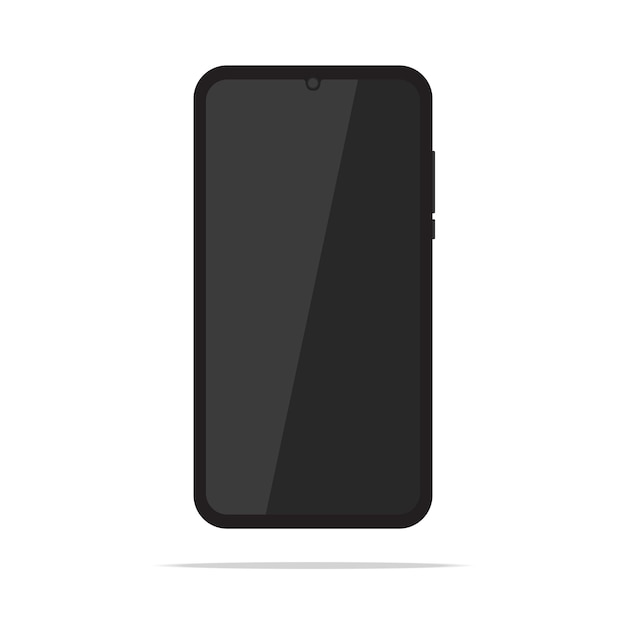 Black mobile cell phone isolated on white background vector illustration Smartphone flat design