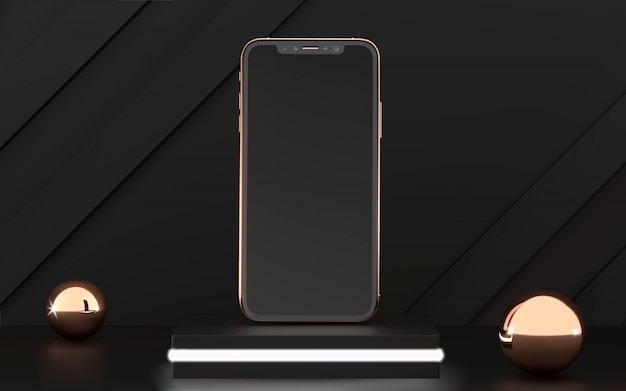 黒いモバイル電話のモックアップ
