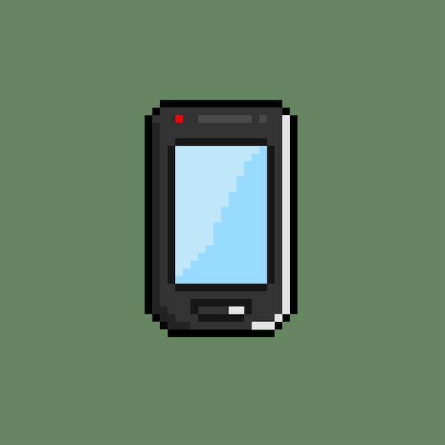 Vector black mobile phone with pixel art style