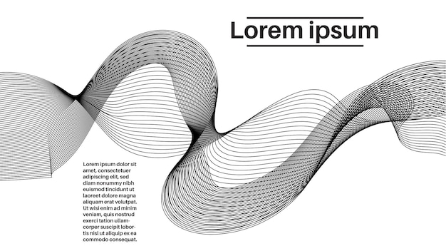 가는 선 줄무늬 혼합 연기 흐름 모양 카드가 있는 검은색 현대적인 추상 포스터입니다. 창의적인
