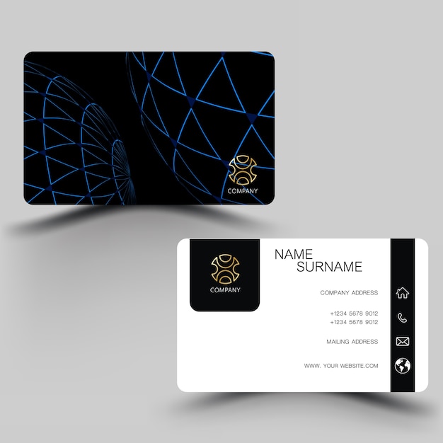 Black modern business card template design.