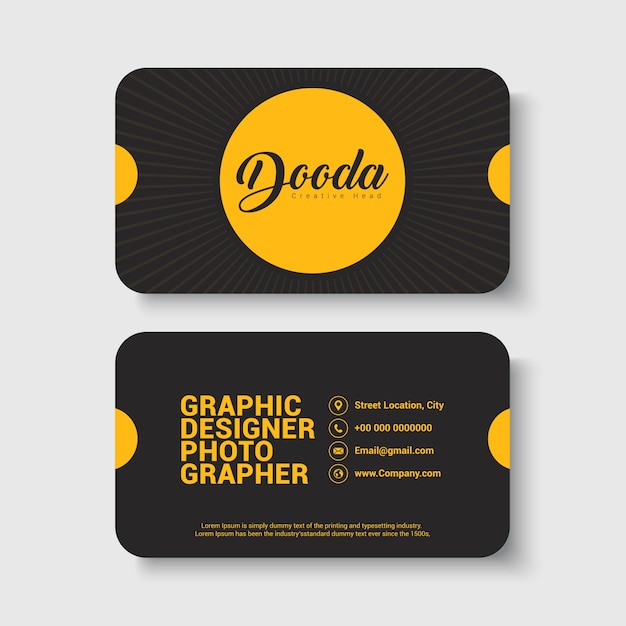 Black modern business card with shapes