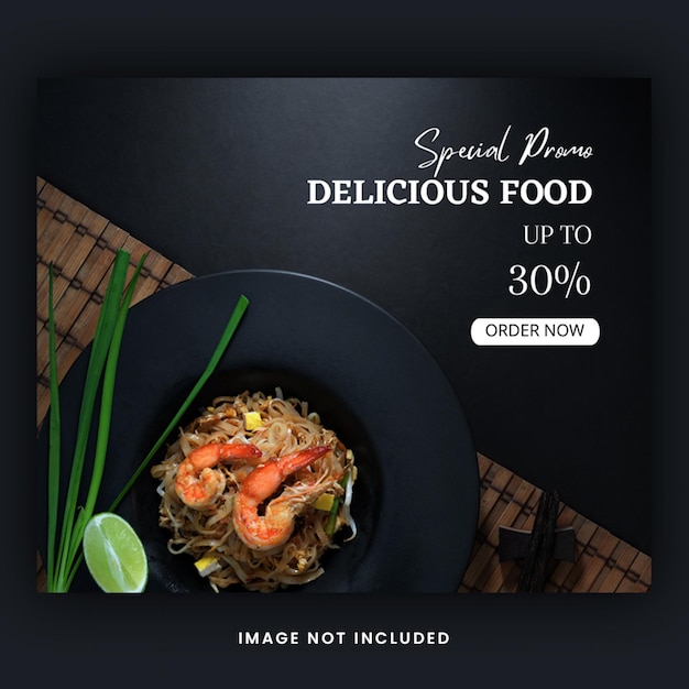 Vector black modern food promo facebook post