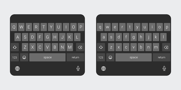 Black modern keyboard of a smartphone with transparent background