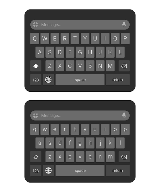 Vector black modern keyboard of a smartphone with a transparent background