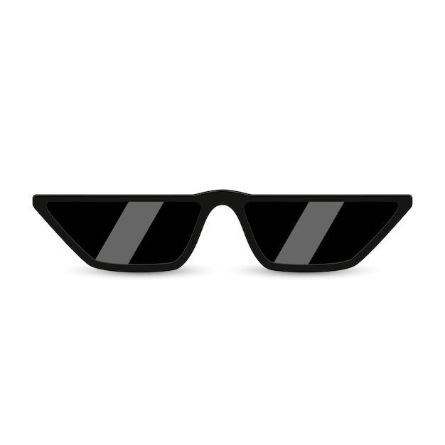 Black modern sunglasses with dark glass on white background