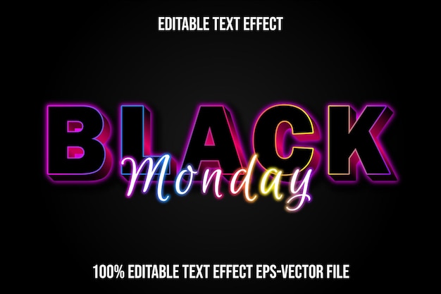 Черный понедельник редактируемый текстовый эффект 3D рельефный градиентный стиль