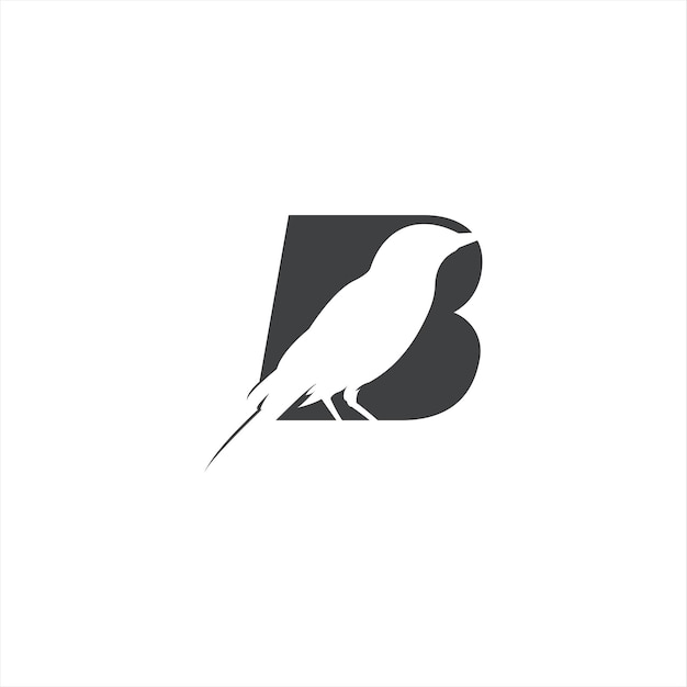 Black Monogram from B Letter with bird Element