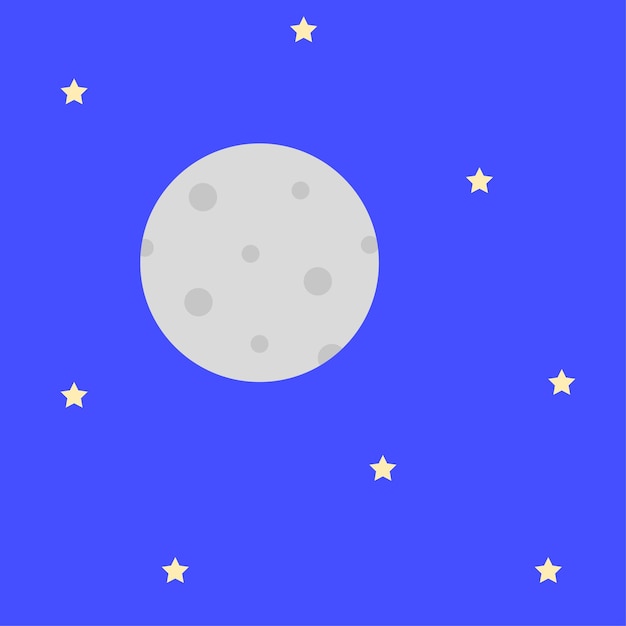 Black moon stars sky Vector illustration