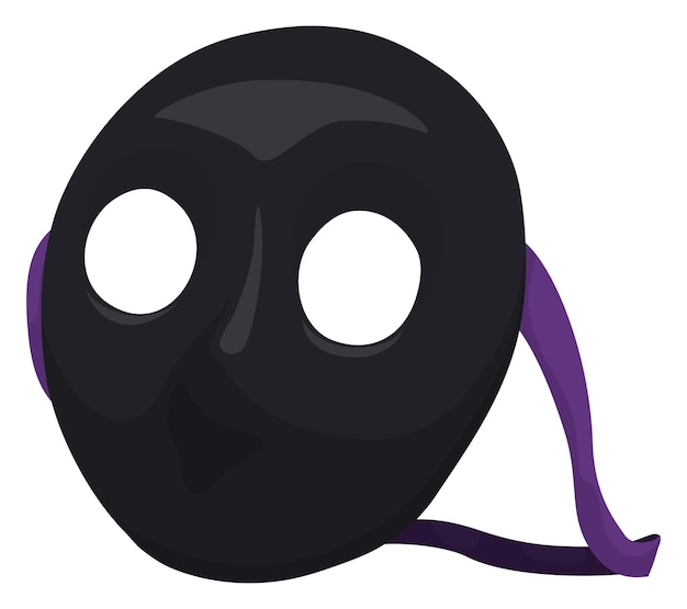 Vector black moretta mask with purple ribbons ready for venetian carnival