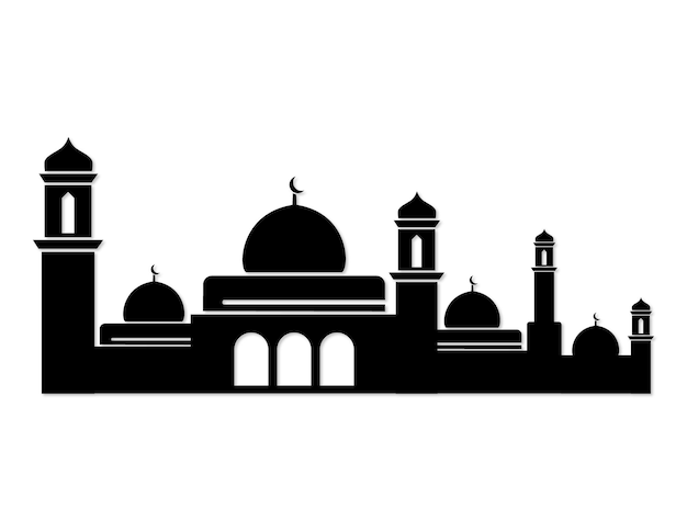 Premium Vector | Black mosque silhouette for islamic background