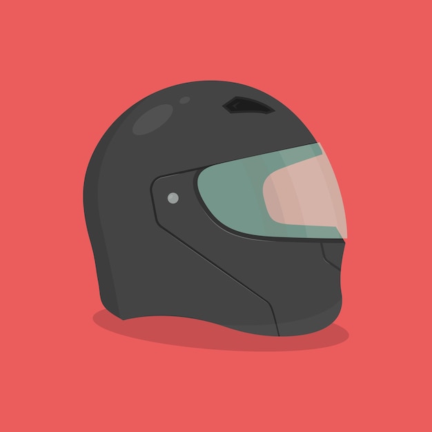 Vector black motorcycle helmet vector illustration on red background